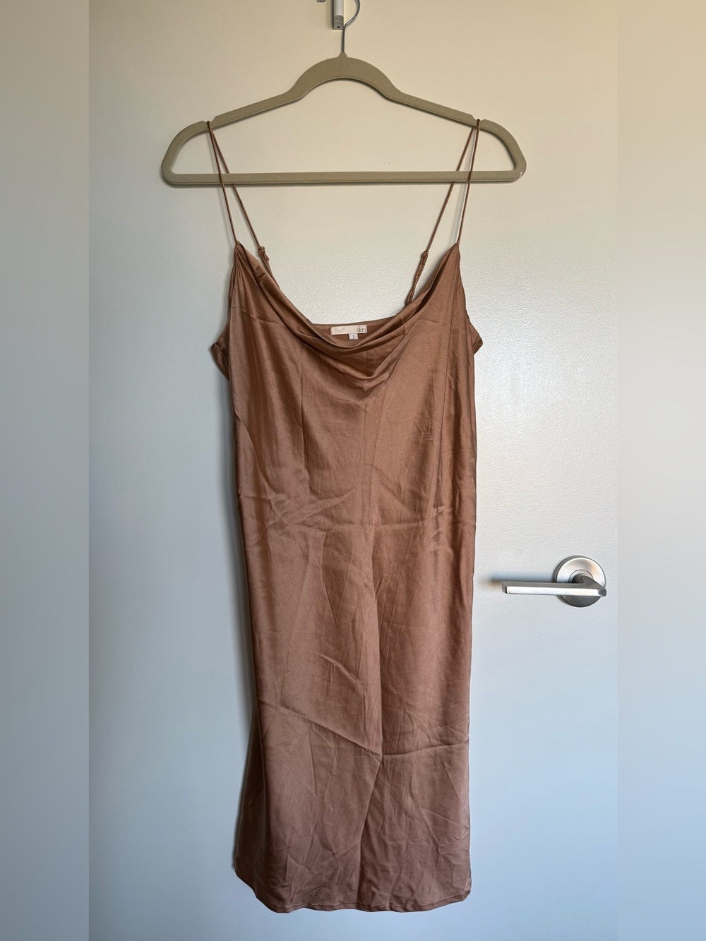 NWOT SKIN Worldwide Copper Silk Cowl Neck Slip Dress (sz 2 | M)